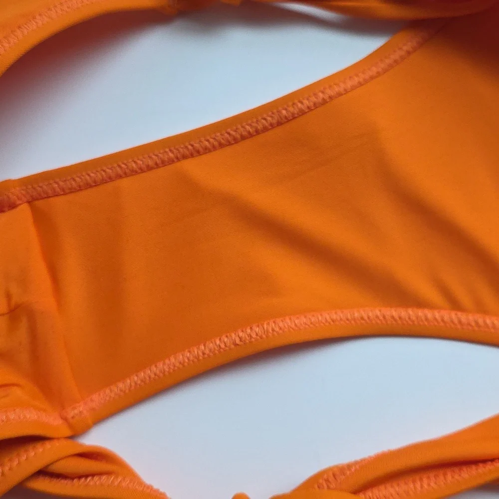 SKIMS Recycled Swim Low Rise Tie Bright Orange Bikini Bottom 4X G152